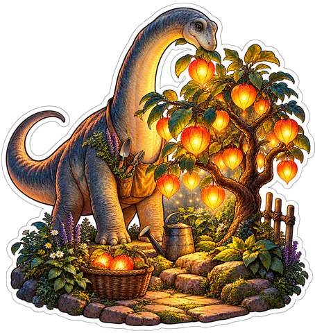 Lantern fruit tree — Apatosaurus dinosaur sticker