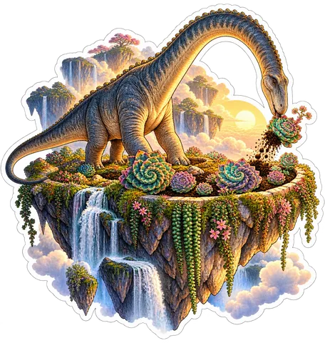 Spiral succulents — Garden dinosaur sticker