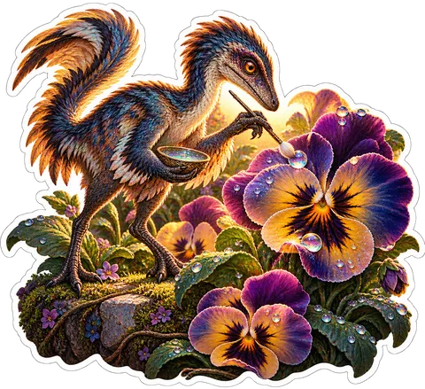 Giant pansies — Garden dinosaur sticker