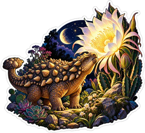 Night blooming cereus — Euoplocephalus dinosaur sticker