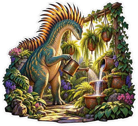 Waterfall planter — Amargasaurus dinosaur sticker