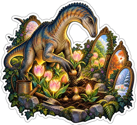Tulip mirrors — Plateosaurus dinosaur sticker