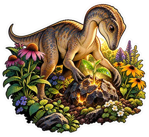 Meteor seedling — Garden dinosaur sticker