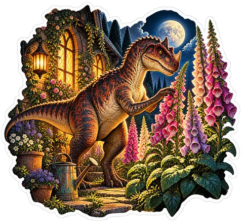 Foxglove towers — Ceratosaurus dinosaur sticker