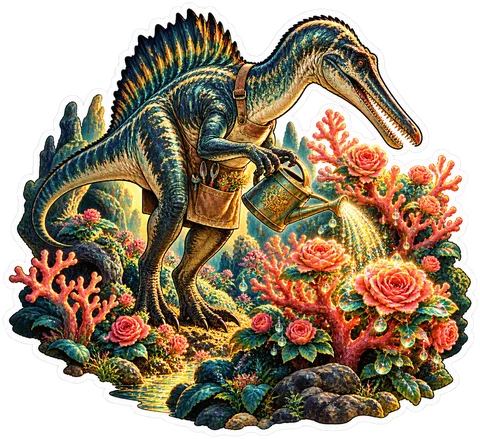 Coral rose garden — Garden dinosaur sticker