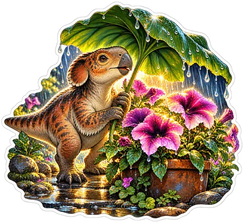Petunia umbrella — Psittacosaurus dinosaur sticker
