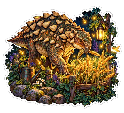 Golden wheat garden — Garden dinosaur sticker