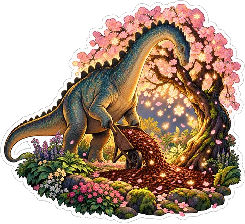 Cherry blossom snow — Shunosaurus dinosaur sticker