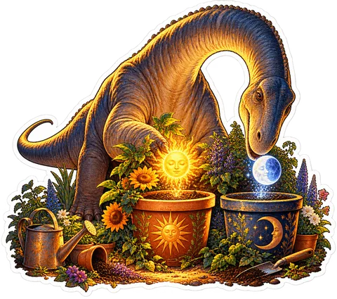 Sun and moon seeds — Argentinosaurus dinosaur sticker
