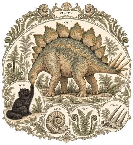 Stegosaurus & Cat — Ernst Haeckel, Kunstformen der Natur dinosaur sticker