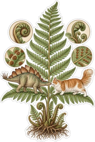 Stegosaurus & Cat — Maria Sibylla Merian dinosaur sticker