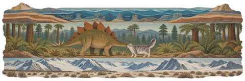 Stegosaurus & Cat — Rudolph Zallinger, The Age of Reptiles dinosaur sticker